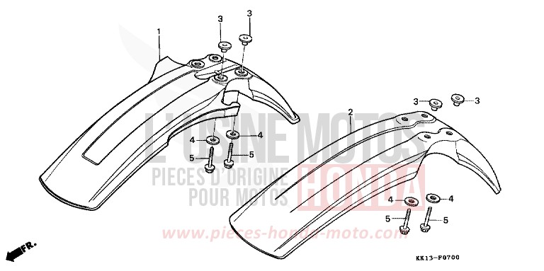 KOTFLUEGEL, VORNE von XR250R FLASH RED (R119) von 1984