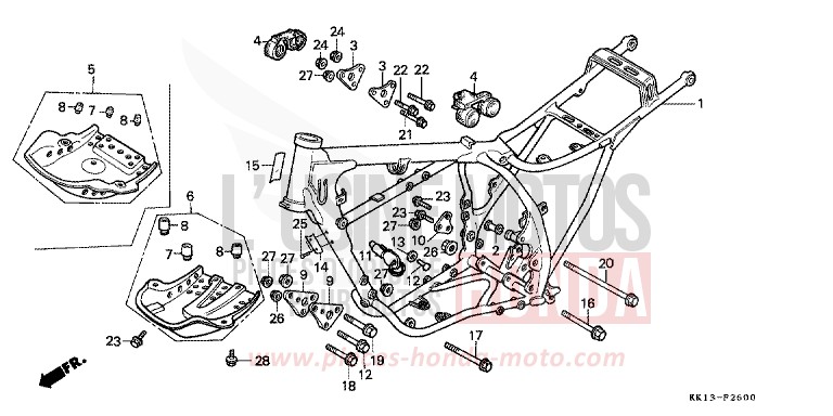 RAHMENKOERPER (XR250RE/RF) von XR250R FLASH RED (R119) von 1984