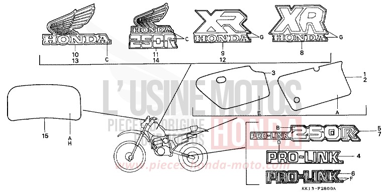 EMBLEM/MARKE (XR250RE/RF/RG/RH) von XR250R FLASH RED (R119) von 1984