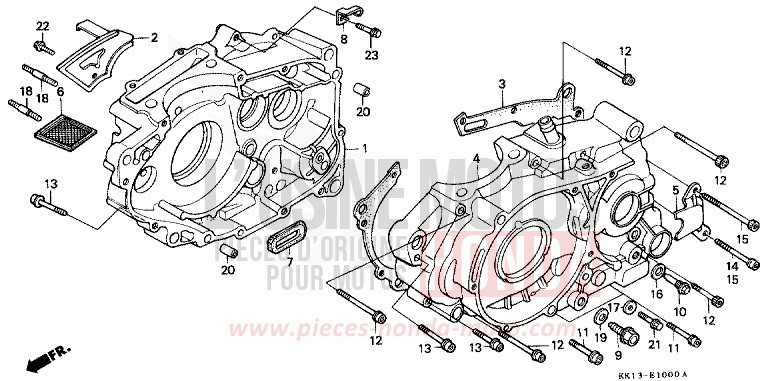 KURBELGEHAEUSE von XR250R FLASH RED (R119) von 1985