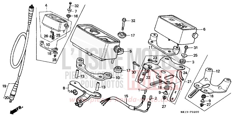 DREHZAHLMESSER von XR250R FLASH RED (R119) von 1985