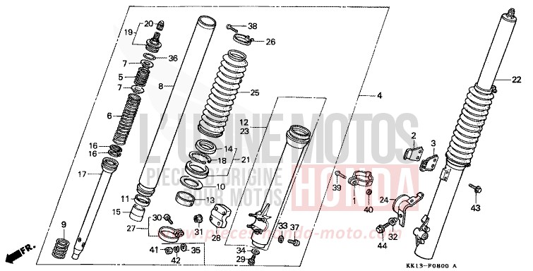 GABEL, VORNE (XR250RE/RF) von XR250R FLASH RED (R119) von 1985