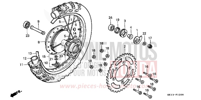 HINTERRAD (XR250RE/RF/RG/RH/RJ/RK) von XR250R FLASH RED (R119) von 1985