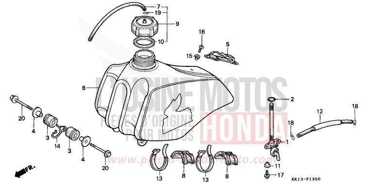 KRAFTSTOFFTANK (XR250RE/RF) von XR250R FLASH RED (R119) von 1985