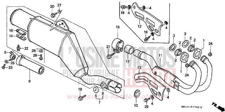 ABGAS-SCHALLDAEMPFER (XR250RE/RF/RG/RH/RJ/RK) von XR250R FLASH RED (R119) von 1985