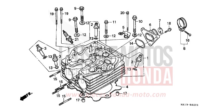 ZYLINDERKOPF (XR250RG/RH/RJ/RK/RL/RM) von XR250R SHASTA WHITE (NH138) von 1991