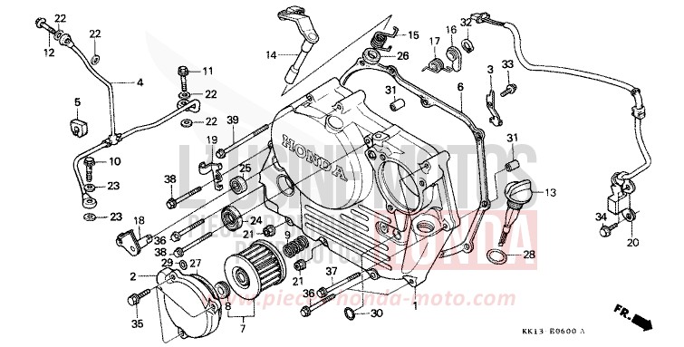 KURBELGEHAEUSEABDECKUNG von XR250R SHASTA WHITE (NH138) von 1991