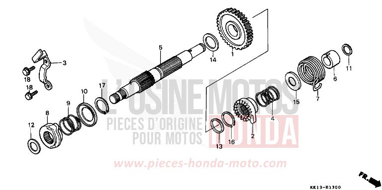 KICKSTARTERSPINDEL von XR250R SHASTA WHITE (NH138) von 1991