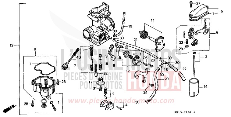 VERGASER (XR250RG/RH/RJ/RK/RL/RM) von XR250R SHASTA WHITE (NH138) von 1991