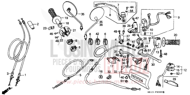 HEBELGRIFF/SCHALTER/KABEL von XR250R SHASTA WHITE (NH138) von 1991