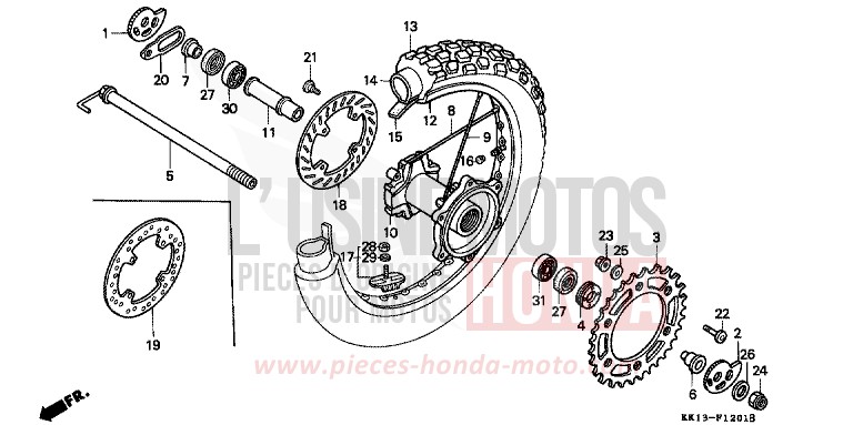 HINTERRAD (XR250RL/RM) von XR250R SHASTA WHITE (NH138) von 1991
