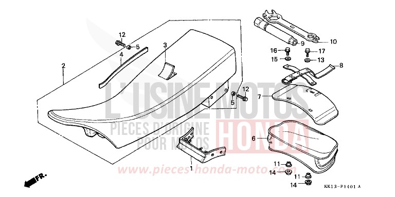 SITZ/WERKZEUGE (XR250RG/RH/RJ/RK/RL/RM) von XR250R SHASTA WHITE (NH138) von 1991