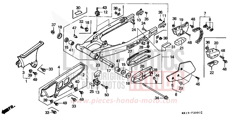 SCHWINGE/KETTENGEHAEUSE von XR250R SHASTA WHITE (NH138) von 1991