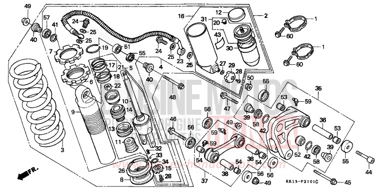 KISSEN, HINTEN (XR250RG/RH/RJ/RK/RL/RM) von XR250R SHASTA WHITE (NH138) von 1991