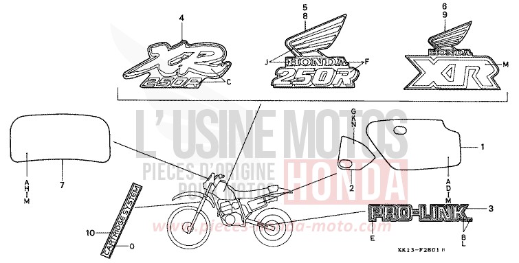 EMBLEM/MARKE (XR250RJ/RK/RL/RM) von XR250R SHASTA WHITE (NH138) von 1991
