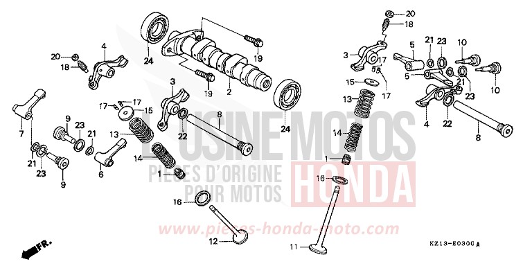 NOCKENWELLE/VENTIL von XR250R SHASTA WHITE (NH138H) von 1992