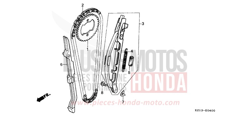 NOCKENWELLENKETTE/SPANNVORRICHTUNG von XR250R SHASTA WHITE (NH138H) von 1992