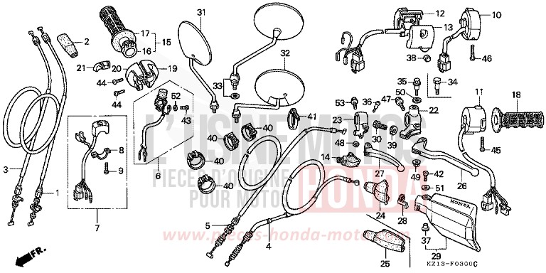 HEBELGRIFF/SCHALTER/ KABEL (B/DK/ED/U) von XR250R SHASTA WHITE (NH138H) von 1992