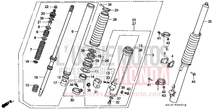 GABEL, VORNE von XR250R SHASTA WHITE (NH138H) von 1992