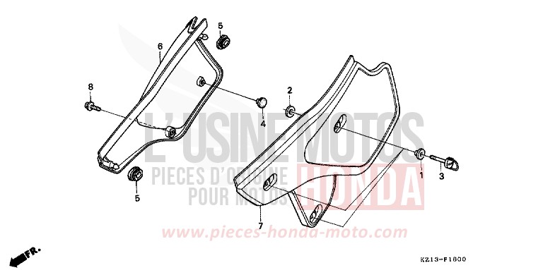 SEITENABDECKUNG von XR250R SHASTA WHITE (NH138H) von 1992