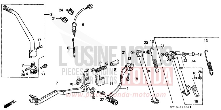 PEDAL/KICKSTARTER-ARM von XR250R SHASTA WHITE (NH138H) von 1992