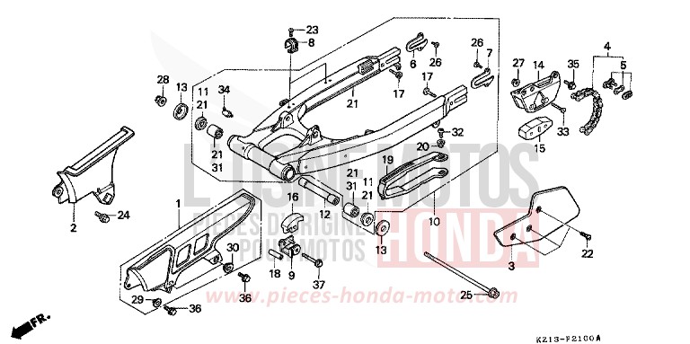 SCHWINGE/KETTENGEHAEUSE von XR250R SHASTA WHITE (NH138H) von 1992