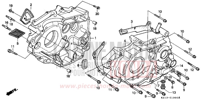 KURBELGEHAEUSE von XR250R SHASTA WHITE (NH138H) von 1993