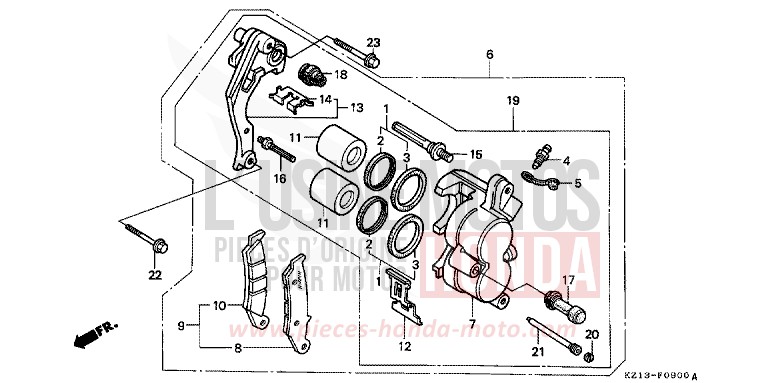 VORDERRAD-BREMSSATTEL von XR250R SHASTA WHITE (NH138H) von 1993