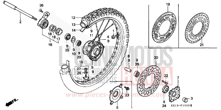 VORDERRAD von XR250R SHASTA WHITE (NH138H) von 1993