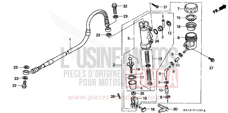 HAUPTBREMSE, HINTEN ZYLINDER von XR250R SHASTA WHITE (NH138H) von 1993
