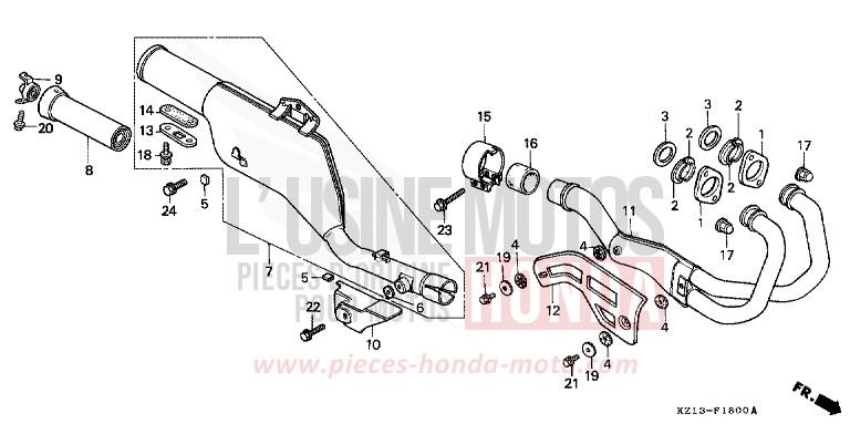 ABGAS-SCHALLDAEMPFER von XR250R SHASTA WHITE (NH138H) von 1993