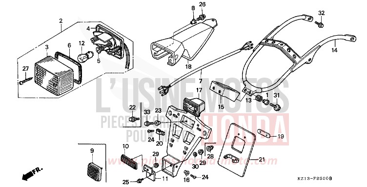 HECKLEUCHTE (B/DK/ED/U) von XR250R SHASTA WHITE (NH138H) von 1993