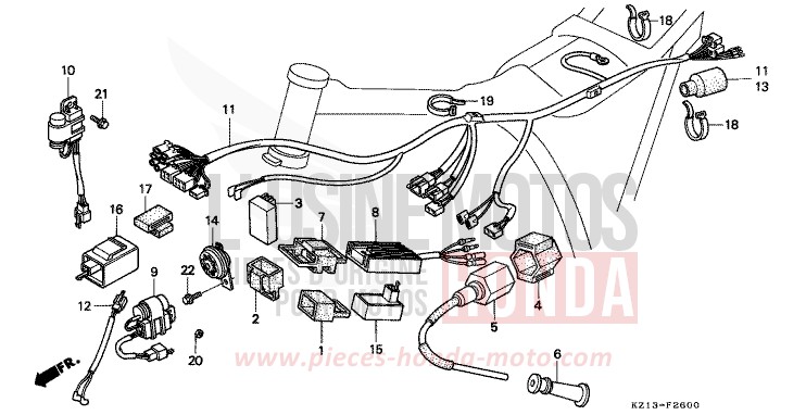 KABELBAUM/ ZUENDSPULE/C.D.I. EINHEIT von XR250R SHASTA WHITE (NH138H) von 1993