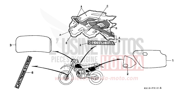 MARKE (RP) von XR250R SHASTA WHITE (NH138H) von 1993