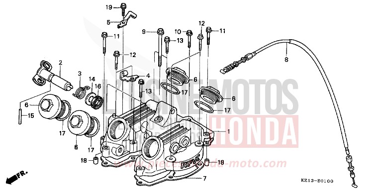 ZYLINDERKOPFDECKEL von XR250R SHASTA WHITE (NH138H) von 1994