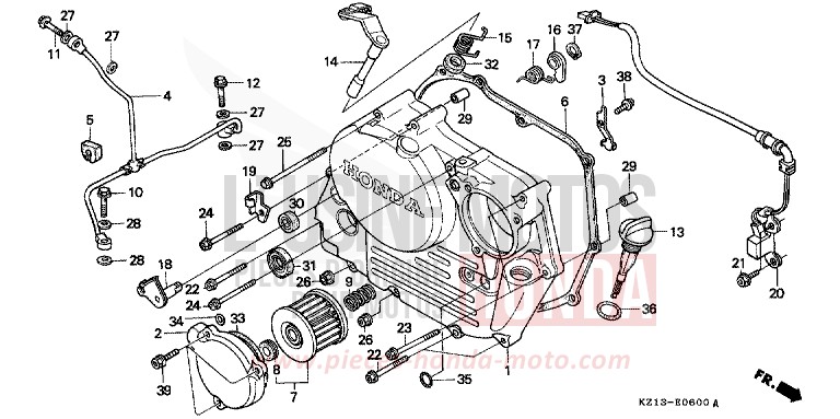 KURBELGEHAEUSEABDECKUNG von XR250R SHASTA WHITE (NH138H) von 1994