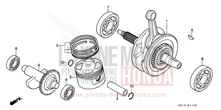 KURBELWELLE/KOLBEN von XR250R SHASTA WHITE (NH138H) von 1994
