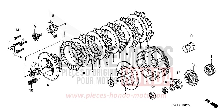 KUPPLUNG von XR250R SHASTA WHITE (NH138H) von 1995