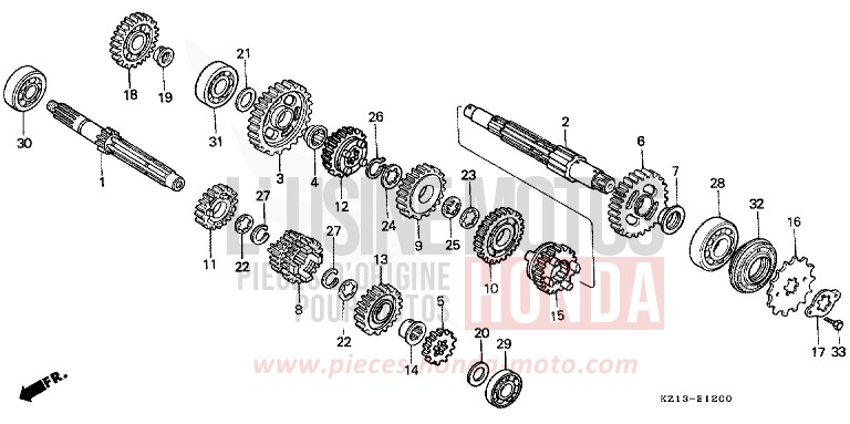 GETRIEBE von XR250R SHASTA WHITE (NH138H) von 1995