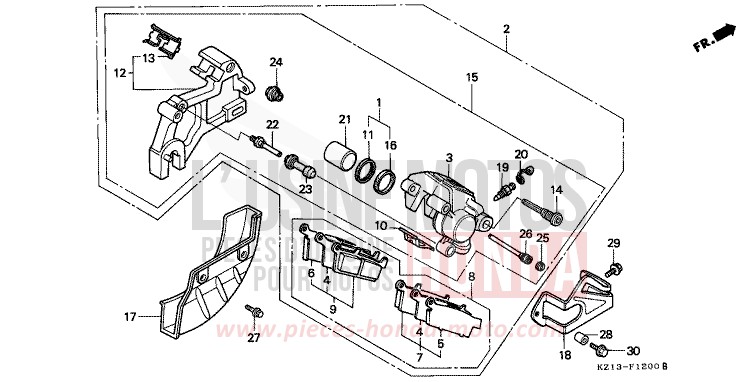 HINTERRAD-BREMSSATTEL von XR250R SHASTA WHITE (NH138H) von 1995