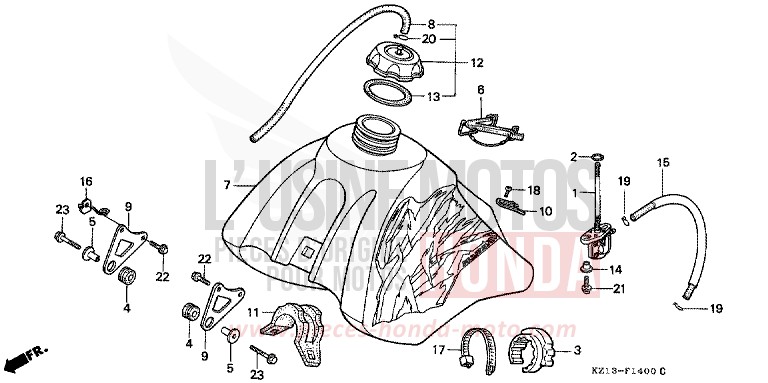 KRAFTSTOFFTANK von XR250R SHASTA WHITE (NH138H) von 1995