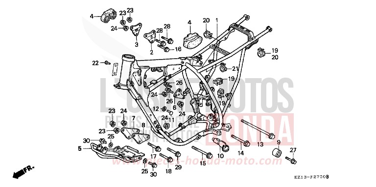 RAHMENKOERPER von XR250R SHASTA WHITE (NH138H) von 1995