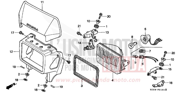 SCHEINWERFER (CL/DK/ED/U) von XR250R ROSS WHITE (NH196) von 1996