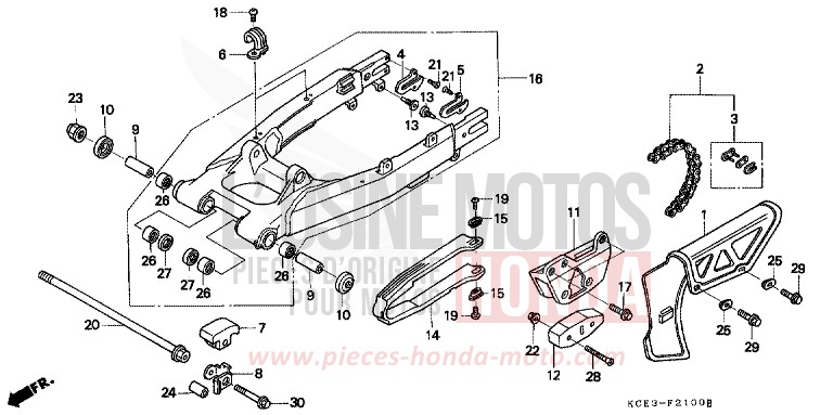 SCHWINGE/KETTENGEHAEUSE von XR250R ROSS WHITE (NH196) von 1996