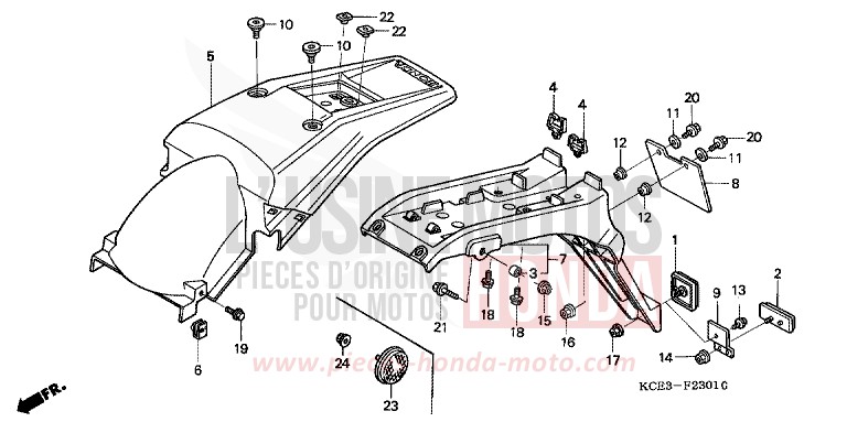KOTFLUEGEL, HINTEN (XR250R-CL/DK/U) (XR250RT-W) (ED) von XR250R ROSS WHITE (NH196) von 1996