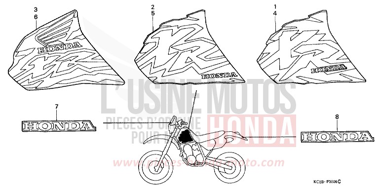 MARKE (XR250RT/V/W) von XR250R ROSS WHITE (NH196) von 1997