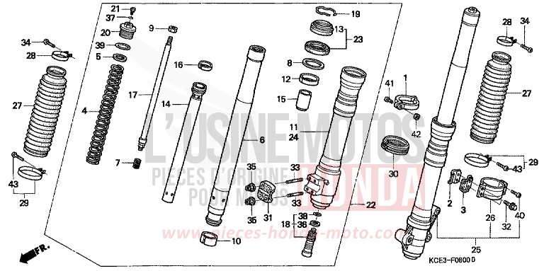 GABEL, VORNE von XR250R ROSS WHITE (NH196) von 1998
