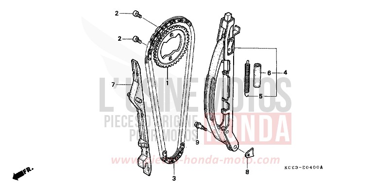 NOCKENWELLENKETTE/SPANNVORRICHTUNG von XR250R ROSS WHITE (NH196) von 1999