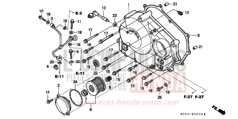 KURBELGEHAEUSEABDECKUNG von XR250R FIGHTING RED (R134) von 2000