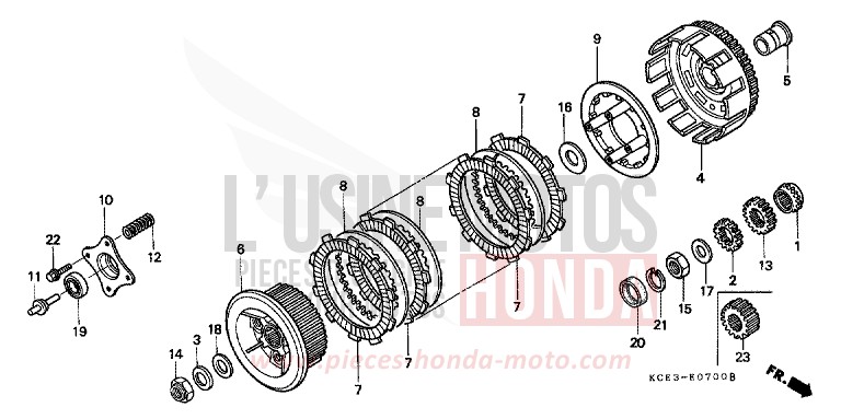 KUPPLUNG von XR250R FIGHTING RED (R134) von 2000